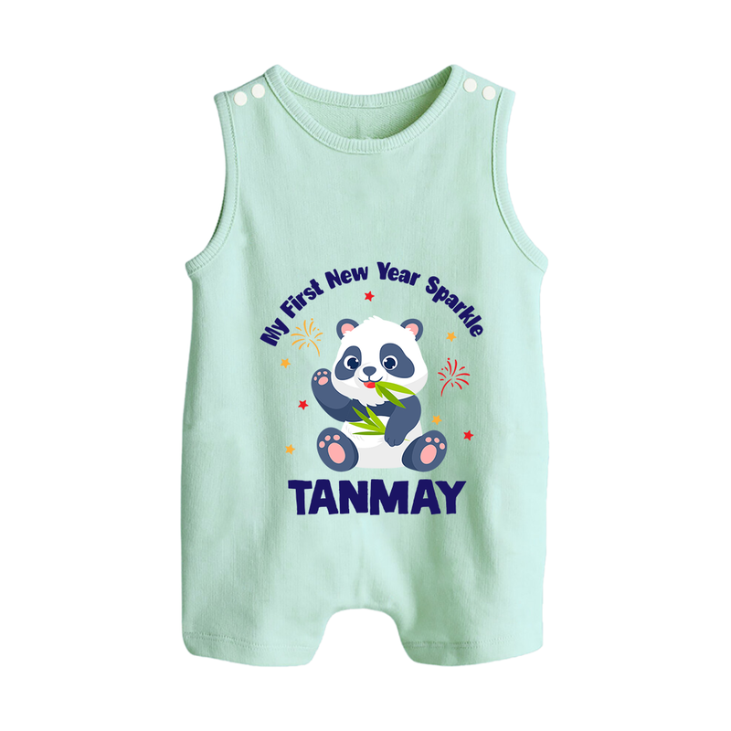 My First New Year Sparkle – Panda Theme | Personalised Romper Suit   - MINT GREEN - 0 - 5 Months Old (Chest 18")
