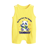 My First New Year Sparkle – Panda Theme | Personalised Romper Suit   - PASTEL YELLOW - 0 - 5 Months Old (Chest 18")
