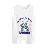 My First New Year Sparkle – Panda Theme | Personalised Romper Suit   - WHITE - 0 - 5 Months Old (Chest 18")