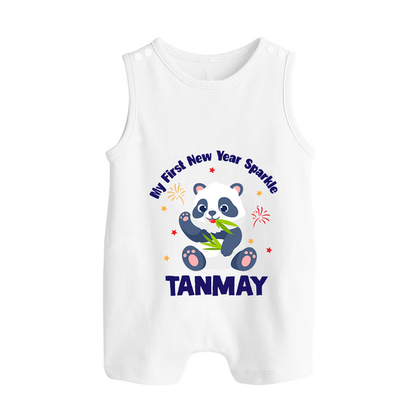 My First New Year Sparkle – Panda Theme | Personalised Romper Suit   - WHITE - 0 - 5 Months Old (Chest 18")