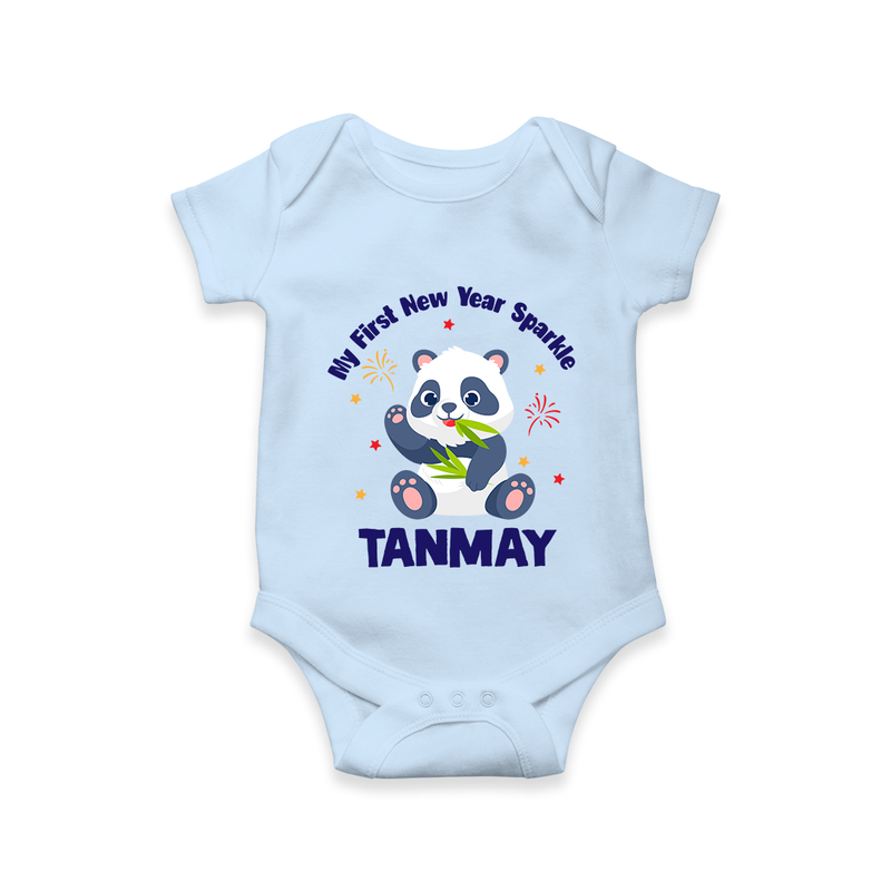 My First New Year Sparkle – Panda Theme | Personalised Romper for Kids - BABY BLUE - New Born (Chest 14")