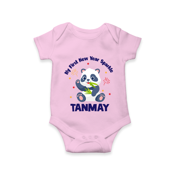 My First New Year Sparkle – Panda Theme | Personalised Romper for Kids - BABY PINK - New Born (Chest 14")