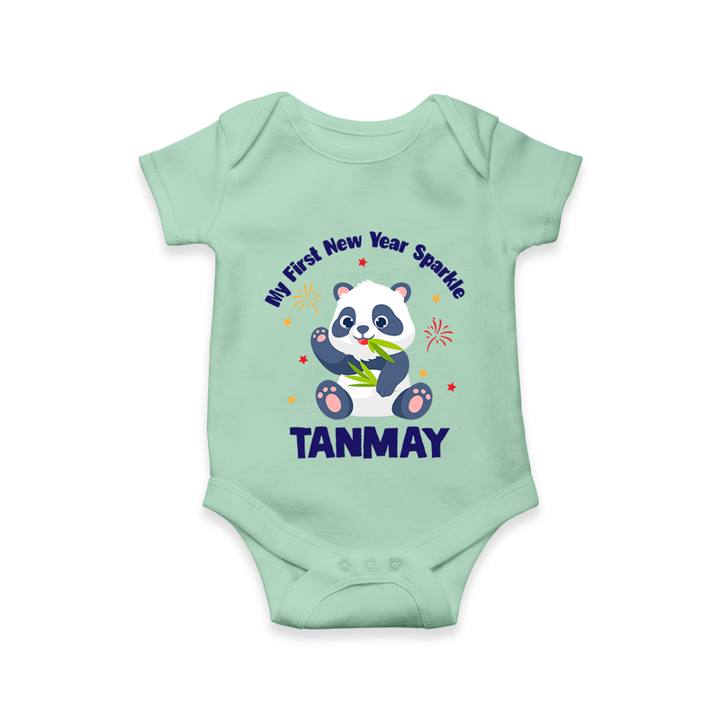 My First New Year Sparkle – Panda Theme | Personalised Romper for Kids - MINT GREEN - New Born (Chest 14")