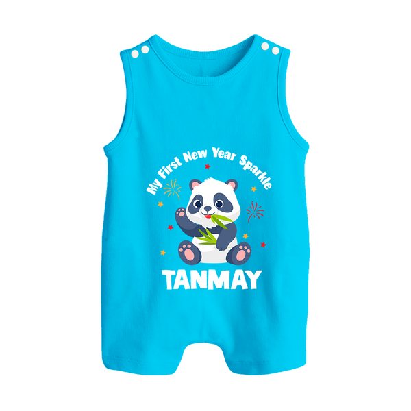 My First New Year Sparkle – Panda Theme | Personalised Romper Suit   - SKY BLUE - 0 - 5 Months Old (Chest 18")
