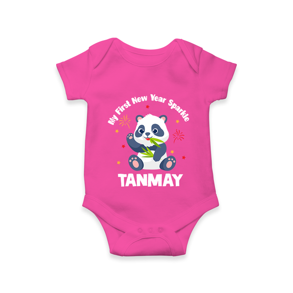 My First New Year Sparkle – Panda Theme | Personalised Romper for Kids - HOT PINK - New Born (Chest 14")