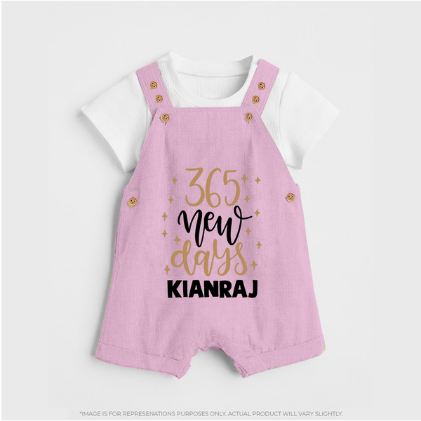 365 New Days – Minimal Gold Theme| Customized Dungaree for Kids - BABY PINK - 0 - 5 Months Old (Chest 18")