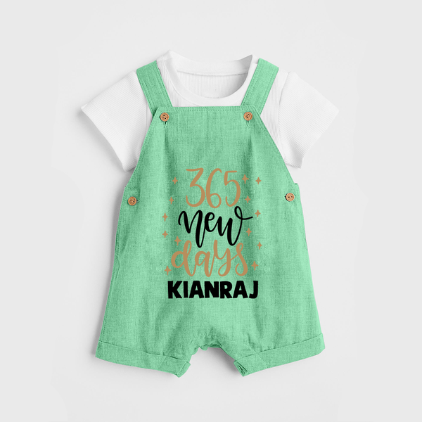 365 New Days – Minimal Gold Theme| Customized Dungaree for Kids - GREEN - 0 - 5 Months Old (Chest 18")