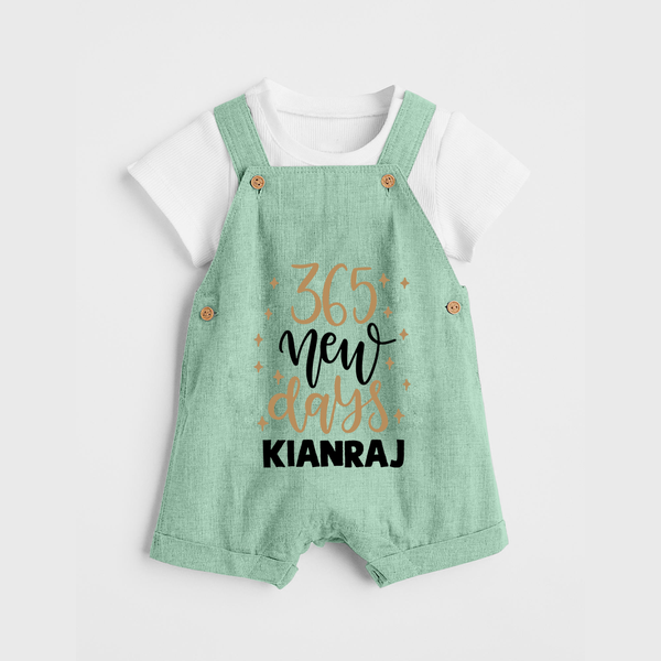 365 New Days – Minimal Gold Theme| Customized Dungaree for Kids - MINT GREEN - 0 - 5 Months Old (Chest 18")