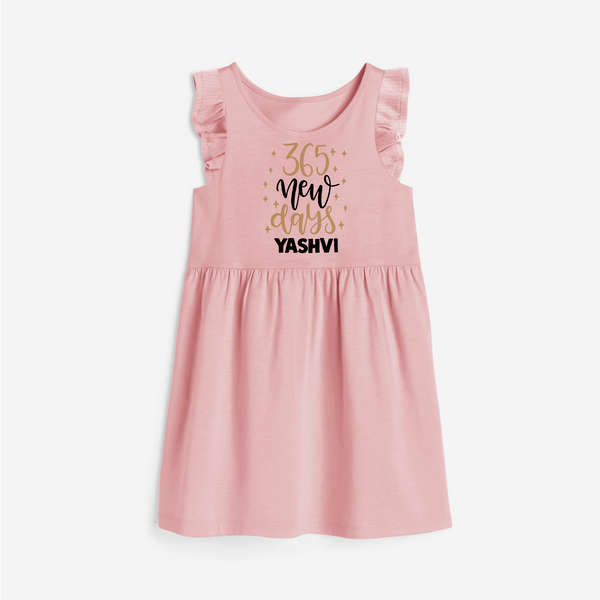 365 New Days – Minimal Gold Theme| Customized Frock for Girls - BABY PINK - 1 - 2 Years Old (Chest 22" , Full Length 22")