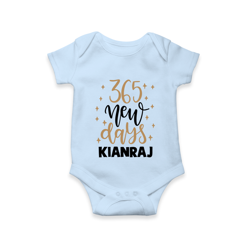 365 New Days – Minimal Gold Theme| Customized Romper for Kids - BABY BLUE - New Born (Chest 14")