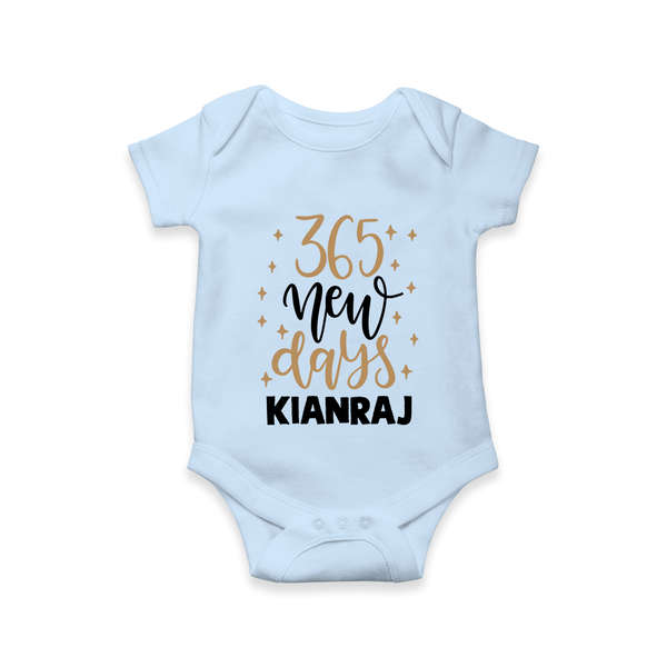365 New Days – Minimal Gold Theme| Customized Romper for Kids - BABY BLUE - New Born (Chest 14")