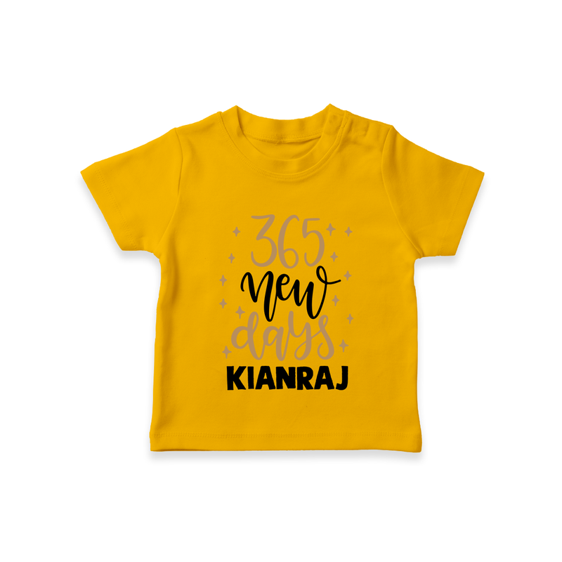 365 New Days – Minimal Gold Theme| Customized T-Shirt for Kids - CHROME YELLOW - 0-5 Months Old (Chest 17")