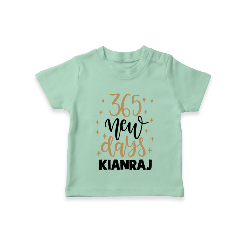 365 New Days – Minimal Gold Theme| Customized T-Shirt for Kids - MINT GREEN - 0-5 Months Old (Chest 17")