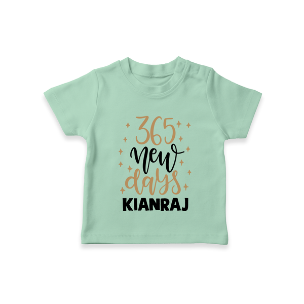 365 New Days – Minimal Gold Theme| Customized T-Shirt for Kids - MINT GREEN - 0-5 Months Old (Chest 17")