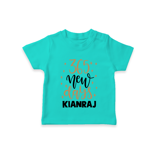 365 New Days – Minimal Gold Theme| Customized T-Shirt for Kids - TEAL - 0-5 Months Old (Chest 17")