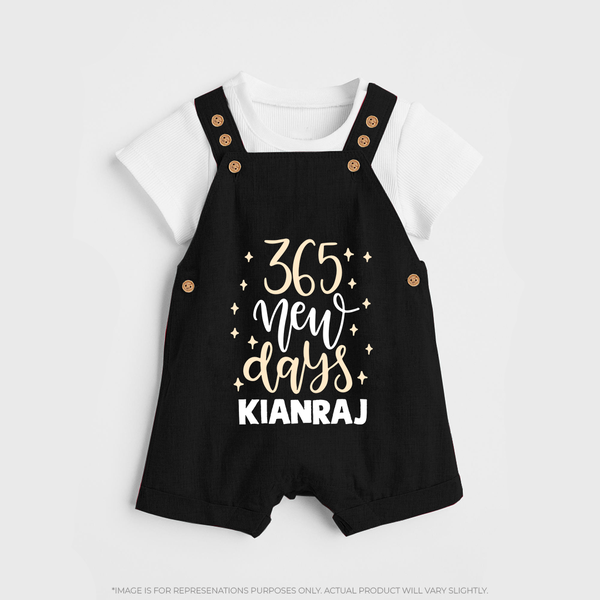 365 New Days – Minimal Gold Theme| Customized Dungaree for Kids - BLACK - 0 - 5 Months Old (Chest 18")