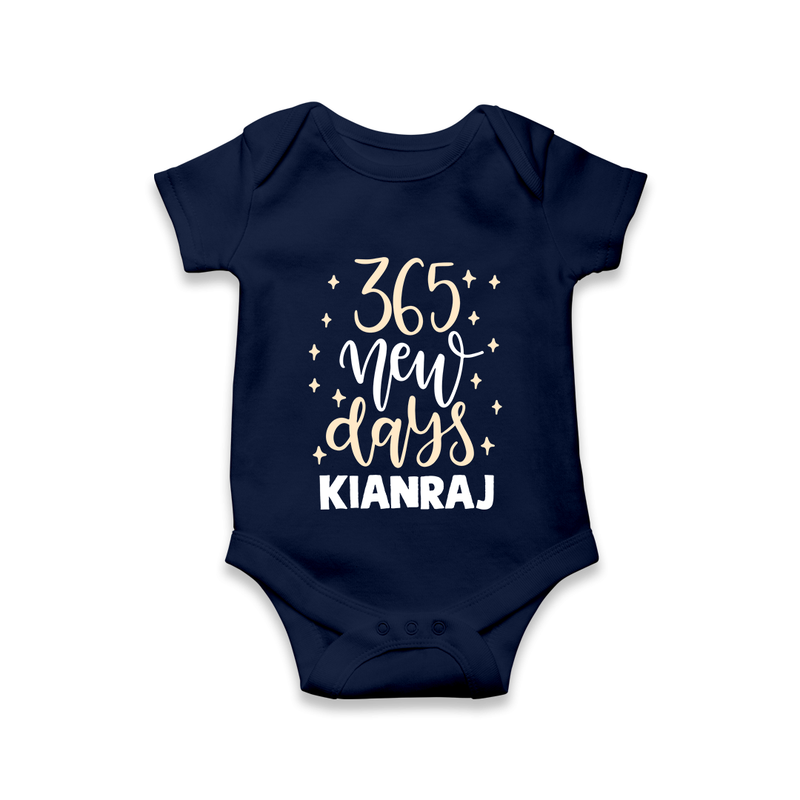 365 New Days – Minimal Gold Theme| Customized Romper for Kids - NAVY BLUE - New Born (Chest 14")
