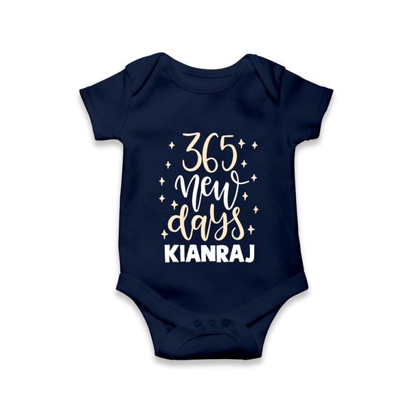 365 New Days – Minimal Gold Theme| Customized Romper for Kids - NAVY BLUE - New Born (Chest 14")