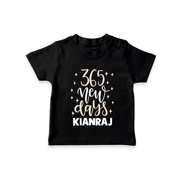 365 New Days – Minimal Gold Theme| Customized T-Shirt for Kids - BLACK - 0-5 Months Old (Chest 17")