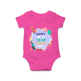 "Happy New Year 2025 - Treasured Moments With Our Customized Romper for Babies With Name" - HOT PINK - 0 - 3 Months Old (Chest 16")