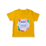 "Happy New Year 2025 - Treasured Moments With Our Customized T-Shirt for Kids With Name" - CHROME YELLOW - 0-5 Months Old (Chest 17")