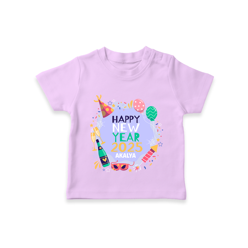 "Happy New Year 2025 - Treasured Moments With Our Customized T-Shirt for Kids With Name" - LILAC - 0-5 Months Old (Chest 17")