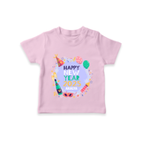 "Happy New Year 2025 - Treasured Moments With Our Customized T-Shirt for Kids With Name" - PINK - 0-5 Months Old (Chest 17")