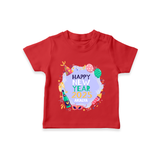 "Happy New Year 2025 - Treasured Moments With Our Customized T-Shirt for Kids With Name" - RED - 0-5 Months Old (Chest 17")