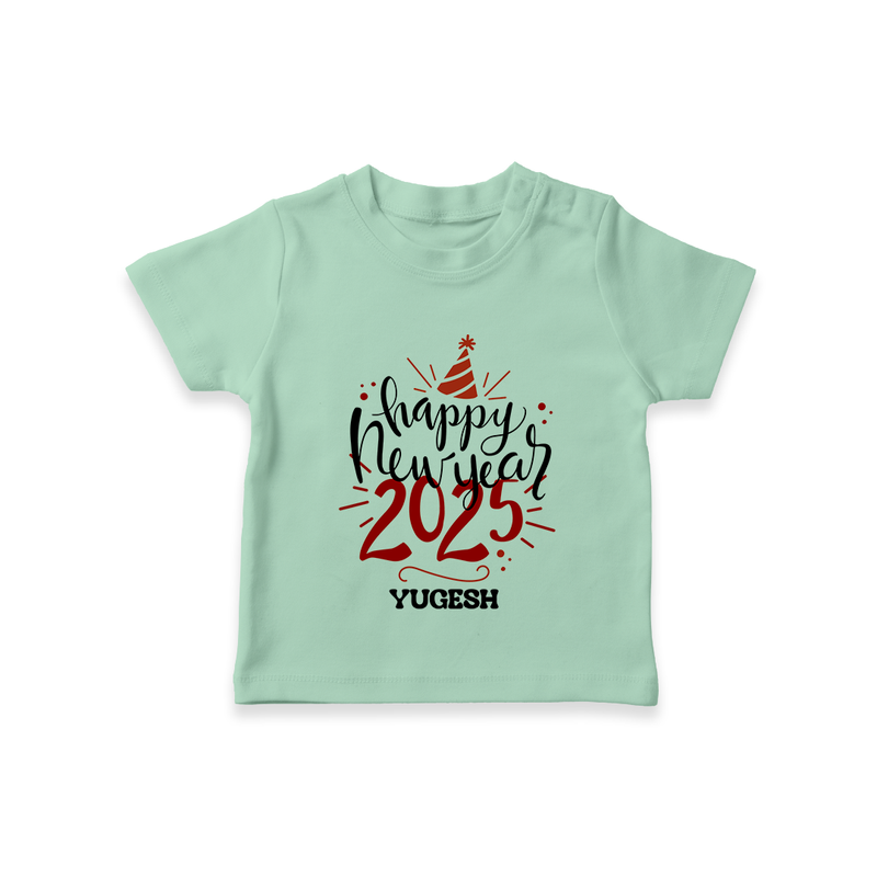 "Happy New Year 2025 - A Special Day With Our Customized T-Shirt for Kids With Name" - MINT GREEN - 0-5 Months Old (Chest 17")