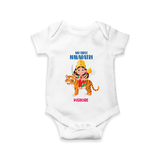 Navaratri Celebrations, My First navaratri - Customized Romper For Kids - WHITE - 0 - 3 Months Old (Chest 16")