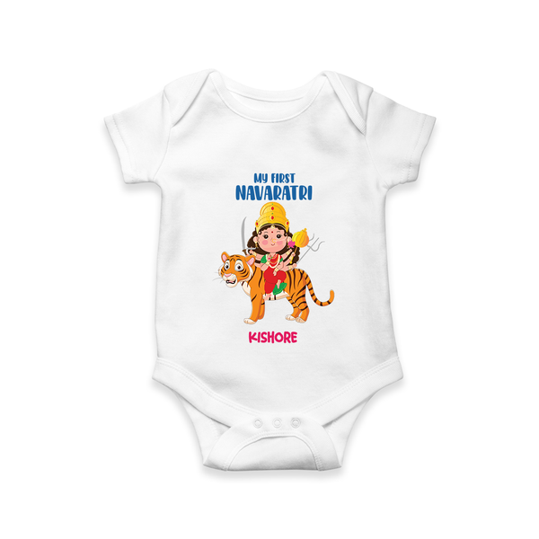 Navaratri Celebrations, My First navaratri - Customized Romper For Kids - WHITE - 0 - 3 Months Old (Chest 16")