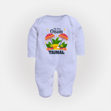 My First Onam Festive Nilavilakku & Banana Leaf Full Body Suit - BABY BLUE - New Born (Chest 7.5")