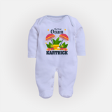 My First Onam Sleep Suit | Personalized Baby Sleep Suit for Your Little One's First Onam - BABY BLUE - New Born (Chest 7.5")
