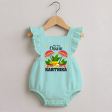 My First Onam Romper Frock | Personalized Baby Romper Frock for Your Little One's First Onam - MINT GREEN - 0 - 3 Months Old (Chest 19")