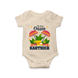 My First Onam Romper / Onesie | Personalized Baby Romper / Onesie for Your Little One's First Onam - IVORY - New Born (Chest 14")