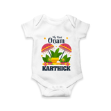 My First Onam Romper / Onesie | Personalized Baby Romper / Onesie for Your Little One's First Onam - WHITE - New Born (Chest 14")