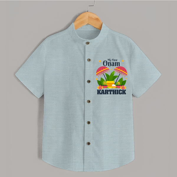My First Onam Shirt | Personalized Baby Shirt for Your Little One's First Onam - ARCTIC BLUE - 0 - 6 Months Old (Chest 23")