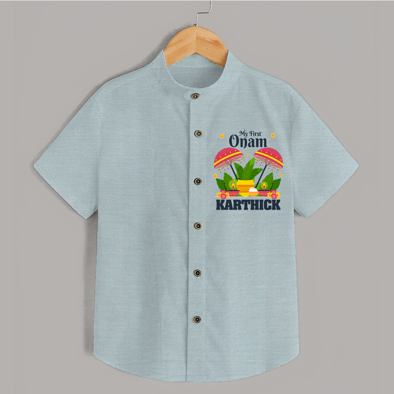 My First Onam Shirt | Personalized Baby Shirt for Your Little One's First Onam - ARCTIC BLUE - 0 - 6 Months Old (Chest 23")
