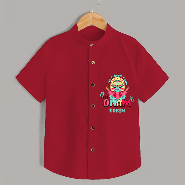 Can't Keep Calm Its Onam - Customised Shirt for kids - RED - 0 - 6 Months Old (Chest 23")