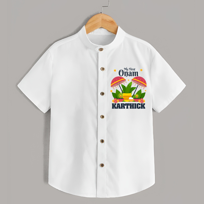 My First Onam Shirt | Personalized Baby Shirt for Your Little One's First Onam - WHITE - 0 - 6 Months Old (Chest 23")