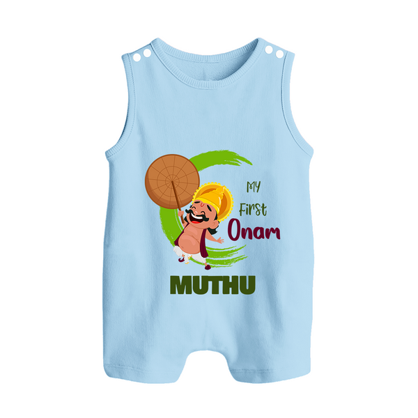 My 1st Onam Romper Suit / Sleeveless Romper | Custom Baby Romper Suit / Sleeveless Romper to Celebrate Your Baby's First Onam - BABY BLUE - 0 - 5 Months Old (Chest 18")
