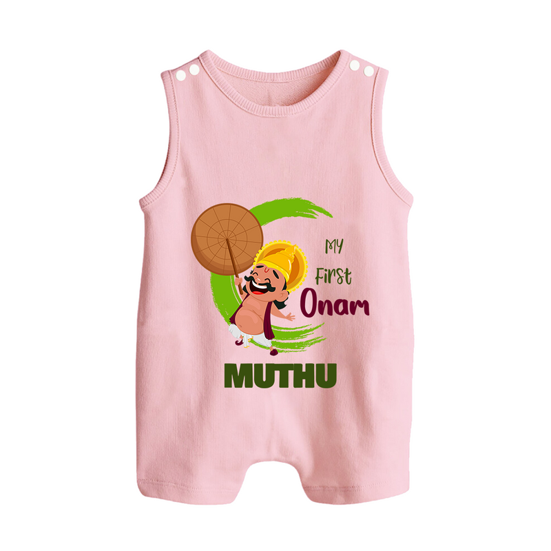 My 1st Onam Romper Suit / Sleeveless Romper | Custom Baby Romper Suit / Sleeveless Romper to Celebrate Your Baby's First Onam - BABY PINK - 0 - 5 Months Old (Chest 18")