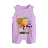 My 1st Onam Romper Suit / Sleeveless Romper | Custom Baby Romper Suit / Sleeveless Romper to Celebrate Your Baby's First Onam - LILAC - 0 - 5 Months Old (Chest 18")