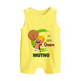 My 1st Onam Romper Suit / Sleeveless Romper | Custom Baby Romper Suit / Sleeveless Romper to Celebrate Your Baby's First Onam - PASTEL YELLOW - 0 - 5 Months Old (Chest 18")
