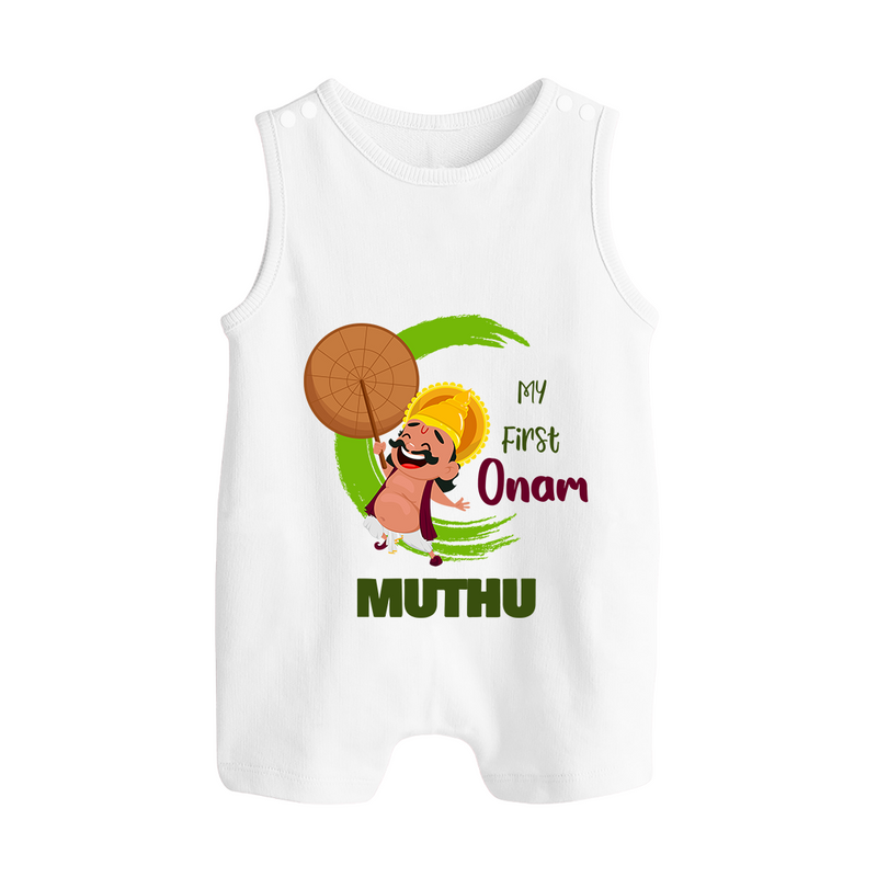 My 1st Onam Romper Suit / Sleeveless Romper | Custom Baby Romper Suit / Sleeveless Romper to Celebrate Your Baby's First Onam - WHITE - 0 - 5 Months Old (Chest 18")