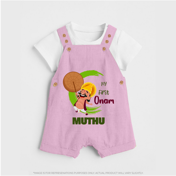 My 1st Onam Dungaree Set | Custom Baby Dungaree Set to Celebrate Your Baby's First Onam - BABY PINK - 0 - 5 Months Old (Chest 18")