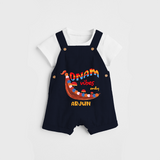 Onam Vibes Only - Customised Dungaree for kids - NAVY BLUE - 0 - 5 Months Old (Chest 18")