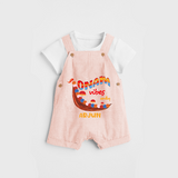 Onam Vibes Only - Customised Dungaree for kids - PEACH - 0 - 5 Months Old (Chest 18")