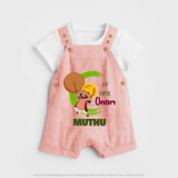 My 1st Onam Dungaree Set | Custom Baby Dungaree Set to Celebrate Your Baby's First Onam - PEACH - 0 - 5 Months Old (Chest 18")