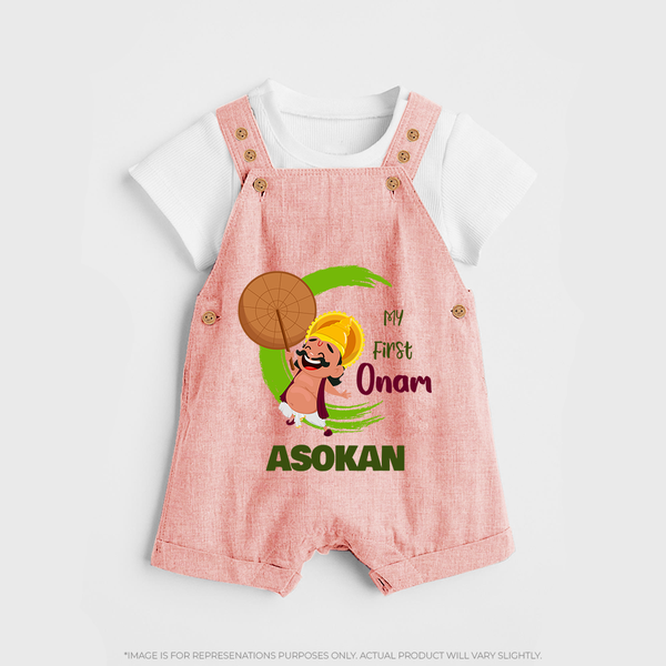 My First Onam Mahabali Celebration Dungaree - PEACH - 0 - 5 Months Old (Chest 18")